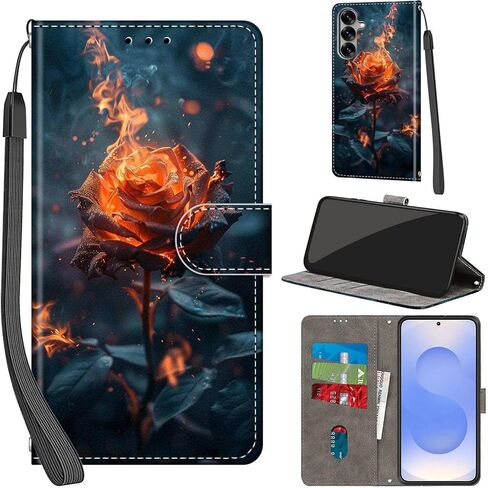 Case Wallet for Samsung Galaxy S25 / S24, with [3 Card Slots], Kickstand Magnetic Closure PU Leather Shockproof Protective Flip Cover 6.2", Cat in Saudi Arabia