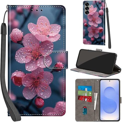 Case Wallet for Samsung Galaxy S25 / S24, with [3 Card Slots], Kickstand Magnetic Closure PU Leather Shockproof Protective Flip Cover 6.2", Cat in Saudi Arabia