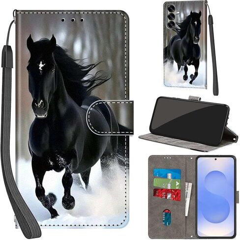 Case Wallet for Samsung Galaxy S25 / S24, with [3 Card Slots], Kickstand Magnetic Closure PU Leather Shockproof Protective Flip Cover 6.2", Cat in Saudi Arabia