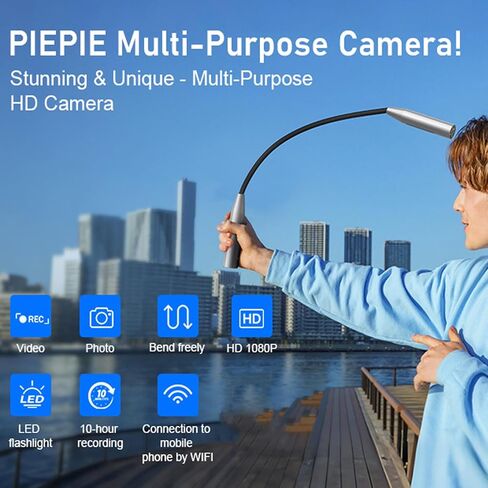 PUSOKEI 1080P HD WiFi Action Camera, Wearable Neck Camera with Flexible Rod and Panoramic View, 8H Battery Life, LED Flashlight, for Travel, Hiking, Indoor Security in Saudi Arabia