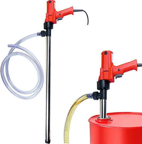 مضخة نقل الوقود الكهربائية 2480 وات، 110 فولت 13000 دورة في الدقيقة، تتضمن خرطوم سلك فولاذي 3M + أنبوب من الفولاذ المقاوم للصدأ 91 سم للديزل ومواد التشحيم والماء والسائل اللزج قليلاً - مضخة برميلية كهربائية سعة 55 جالونًا in Kuwait