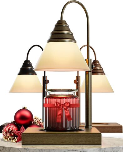 مصباح تسخين الشموع السحري من هيستيا، ارتفاع قابل للتعديل لجرة شمعة يانكي و3 برطمانات كبيرة فتيل، إطلاق رائحة خالية من السخام - مؤقت ومصباح شمعة قابل للتعتيم، مع لمبة 50 وات متضمنة، 110-120 فولت (ذهبي، باهت) in Kuwait