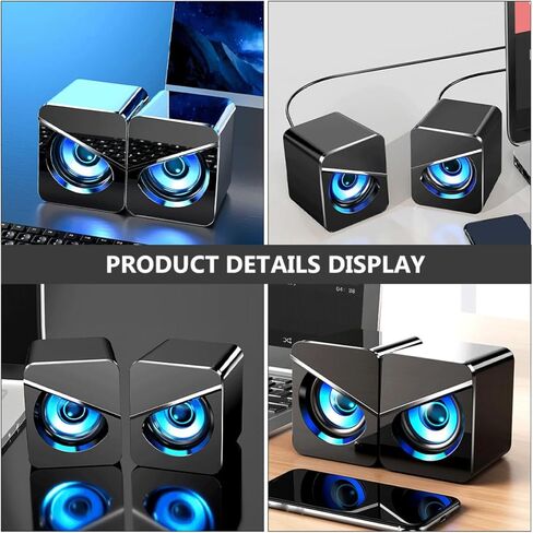 مكبرات صوت للكمبيوتر المكتبي Homoyoyo USB مع اتصال USB سلكي، وصندوق صوت للكمبيوتر المحمول والكمبيوتر الشخصي مع مضخم صوت جهير، وصوت ألعاب المكتب المنزلي لطاقة تيار مستمر 5 فولت in Saudi Arabia