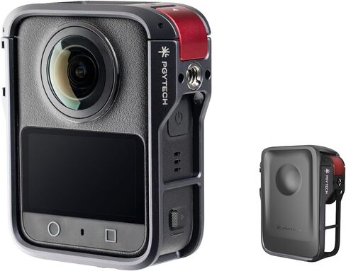 PGYTECH Camera Cage for DJI OSMO 360, Durable Aluminum Alloy Protective Case with Quick Release Knob, Built-in Cold Shoe Mounts and 1/4" Threads, Silicone Lens Cover Action Camera Frame in Saudi Arabia