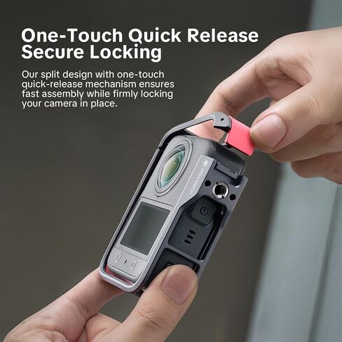 PGYTECH Camera Cage for DJI OSMO 360, Durable Aluminum Alloy Protective Case with Quick Release Knob, Built-in Cold Shoe Mounts and 1/4" Threads, Silicone Lens Cover Action Camera Frame in Saudi Arabia
