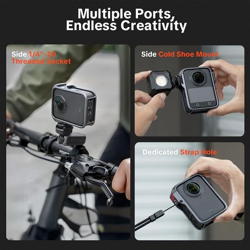 PGYTECH Camera Cage for DJI OSMO 360, Durable Aluminum Alloy Protective Case with Quick Release Knob, Built-in Cold Shoe Mounts and 1/4" Threads, Silicone Lens Cover Action Camera Frame in Saudi Arabia