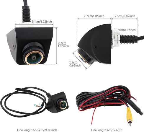 كاميرا احتياطية/رؤية جانبية، رؤية ليلية مقاومة للماء IP68 1080P HD 170 درجة كاميرا احتياطية للرؤية الخلفية العكسية مع كابل طاقة 6 متر للسيارات والشاحنات الصغيرة وسيارات الدفع الرباعي والشاحنات RVs in Kuwait