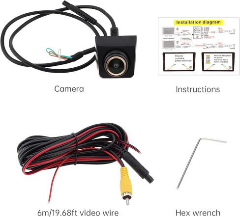 كاميرا احتياطية/رؤية جانبية، رؤية ليلية مقاومة للماء IP68 1080P HD 170 درجة كاميرا احتياطية للرؤية الخلفية العكسية مع كابل طاقة 6 متر للسيارات والشاحنات الصغيرة وسيارات الدفع الرباعي والشاحنات RVs in Kuwait