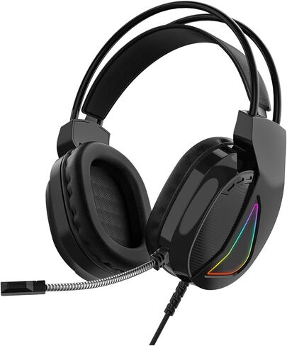 TWOLF H160 Gaming Headset, Over Ear USB Wired Headphones with 50mm Drivers and RGB Lighting, Volume Control Wheel, Comfortable Dual Headband in Saudi Arabia
