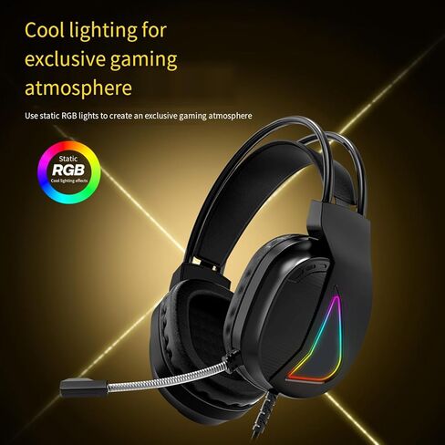 TWOLF H160 Gaming Headset, Over Ear USB Wired Headphones with 50mm Drivers and RGB Lighting, Volume Control Wheel, Comfortable Dual Headband in Saudi Arabia