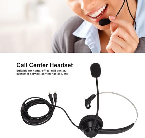 سماعة أذن أحادية H360 PC، سماعة أذن أحادية سلكية مع ميكروفون مانع للضوضاء وعصابة رأس قابلة للتعديل، لوكلاء مركز الاتصال ومبيعات الاتصالات in Saudi Arabia