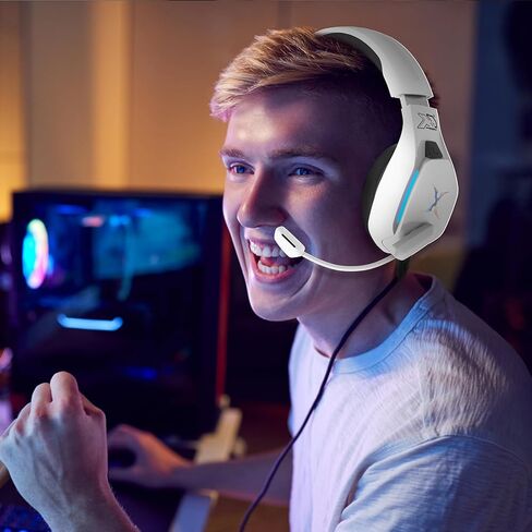FOXXRAY BAL-67 Gaming Headset for PC, PS4, PS5, Xbox, Surround Sound Headphone with Noise Canceling Microphone, 50MM Dynamic Drivers, Wired 3.5mm Audio Jack, Breathable Mesh Ear Cushions - White in Saudi Arabia