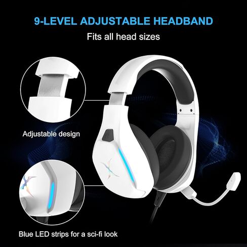 FOXXRAY BAL-67 Gaming Headset for PC, PS4, PS5, Xbox, Surround Sound Headphone with Noise Canceling Microphone, 50MM Dynamic Drivers, Wired 3.5mm Audio Jack, Breathable Mesh Ear Cushions - White in Saudi Arabia
