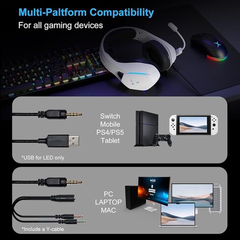 FOXXRAY BAL-67 Gaming Headset for PC, PS4, PS5, Xbox, Surround Sound Headphone with Noise Canceling Microphone, 50MM Dynamic Drivers, Wired 3.5mm Audio Jack, Breathable Mesh Ear Cushions - White in Saudi Arabia