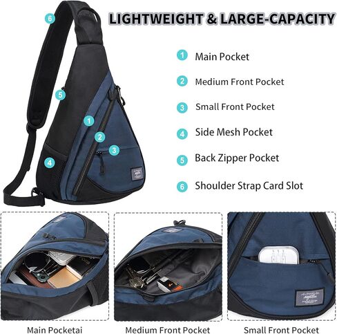 Sling Bag Crossbody Backpack: Over Shoulder Daypack Casual Cross Chest Side Pack Blue in Saudi Arabia