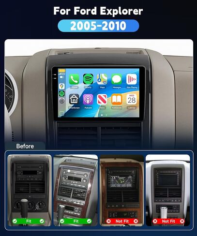 [4G+128G] ستيريو سيارة لسيارة Ford Explorer 2005-2010 مع 5GWiFi/Android 15/Wireless Carplay Android Auto، راديو شاشة لمس Incell 10.1 بوصة، GPS/EQ DSP/Bluetooth5.0/SWC/AHD كاميرا احتياطية in Kuwait
