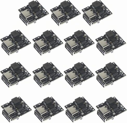 15PCS Type-C USB 5V 2A Boost Converter Step-Up Power Module Lithium Battery Charging Protection Board DIY Charger Kit with LED Display Charge Discharge Integrated System Not Welded USB Port in Kuwait
