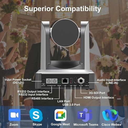PTZ Camera 4K 20X Optical Zoom NDI 60fps HDMI USB3.0 SDI LAN POE AI Auto Tracking + PTZ Camera Controller for Church Live Streaming Video Conference in Saudi Arabia