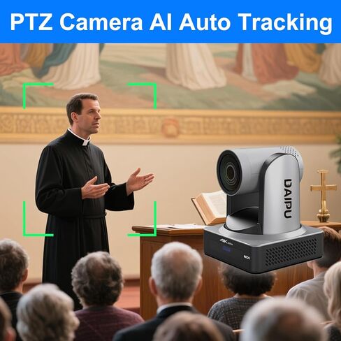 PTZ Camera 4K 20X Optical Zoom NDI 60fps HDMI USB3.0 SDI LAN POE AI Auto Tracking + PTZ Camera Controller for Church Live Streaming Video Conference in Saudi Arabia
