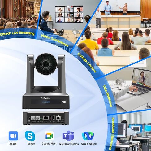 PTZ Camera 4K 20X Optical Zoom NDI 60fps HDMI USB3.0 SDI LAN POE AI Auto Tracking + PTZ Camera Controller for Church Live Streaming Video Conference in Saudi Arabia