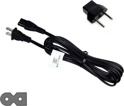 سلك كابل طاقة تيار متردد HQRP، بطول 10 أقدام لشارب LC-32GP3U-R LC-32GP3U-W LC-32HT3 LC-32HT3U LC-32LE700UN LC-32LS510UT LCD HDTV كابل التيار الكهربائي للتلفزيون الذكي بالإضافة إلى محول التوصيل الأوروبي HQRP in Kuwait