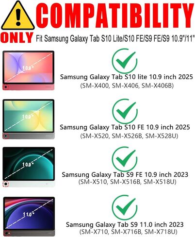 Keyboard Case for Samsung Galaxy Tab S10 Lite/S10 FE/S9 FE 10.9 inch /S9 11",Rechargable Detachable Keyboard with Type-C Charging Port Cover with Mouse (Black) in Saudi Arabia