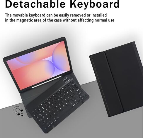Keyboard Case for Samsung Galaxy Tab S10 Lite/S10 FE/S9 FE 10.9 inch /S9 11",Rechargable Detachable Keyboard with Type-C Charging Port Cover with Mouse (Black) in Saudi Arabia