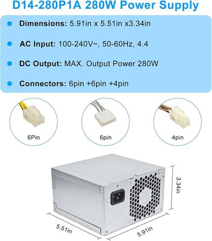 Upgraded PCE015 796348-001 D14-280P1A 280W Power Supply 796418-001 PSU Compatible with HP ProDesk 600 680 800 880 G2 TWR Switching Power Supply,DPS-280AB-5A PS-4281-1HA PCE015 PCE016 Power Supply in Saudi Arabia