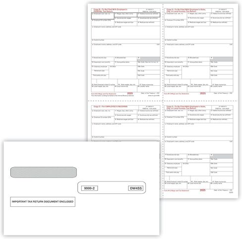 ComplyRight W-2 Tax Form Set with Envelopes, Recipient Copy Only, 4-Up (Box), Pack of 50 Forms, Tax Preparer Supplies in Saudi Arabia