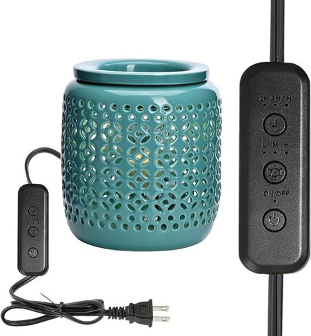 ASAWASA Ceramic Wax Melt Warmer with Timer and Silicone Dish,Candle Wax Warmer for Scented Wax & Essential Oils,Ideal Gift for Home Office Kitchen(Black) in Kuwait