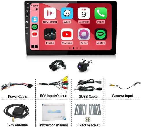 4+64G Double Din Car Stereo Radio Upgraded for Honda Ridgeline 2006-2014 Car Player GPS Navi Head Unit 10.1 inch Touch Screen Android 14 w/Wireless Carplay Android Auto-/FM/SWC/WiFi/Bluetooth/Camera in Saudi Arabia