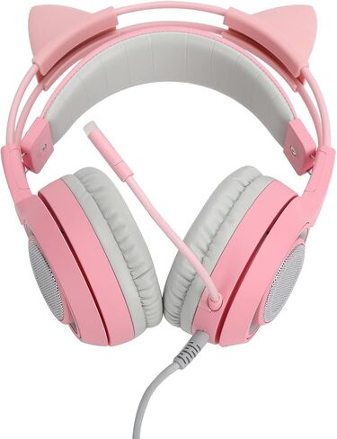 سماعة رأس Ciciglow Pink للألعاب، سماعة رأس ستيريو 7.1 للألعاب للكمبيوتر الشخصي والهواتف المحمولة وسماعات رأس بخاصية إلغاء الضوضاء فوق الأذن مع ميكروفون مرن وقابل للسحب وأغطية أذن ذات ذاكرة ناعمة LED وUSB لألعاب الرياضات الإلكترونية (وردي) in Kuwait