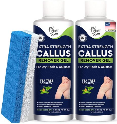 Callus Remover for Feet with Extra Strength Gel & Foot Pumice Stone Set - Easy Way to Remove Hard Calluses & Dead Skin Build-Up - Professional at-Home Foot Care for Men & Women - Made in The USA in Kuwait