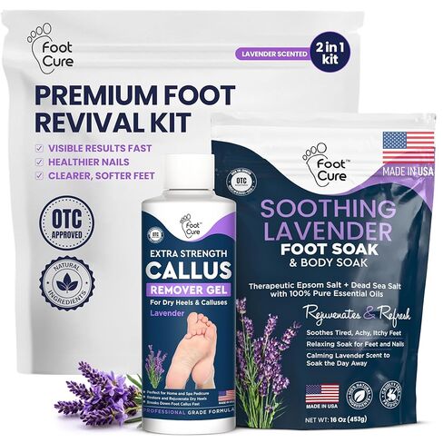 Callus Remover for Feet with Extra Strength Gel & Foot Pumice Stone Set - Easy Way to Remove Hard Calluses & Dead Skin Build-Up - Professional at-Home Foot Care for Men & Women - Made in The USA in Kuwait