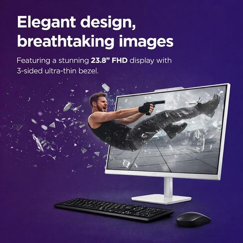 كمبيوتر مكتبي Lenovo 24 بوصة FHD الكل في واحد - ذاكرة وصول عشوائي 32 جيجابايت - SSD 1 تيرابايت - وحدة المعالجة المركزية Intel 13th 8 Cores i3 (Beat 11th i5) - لوحة المفاتيح والماوس - Windows 11 - Office 365 للويب in Kuwait