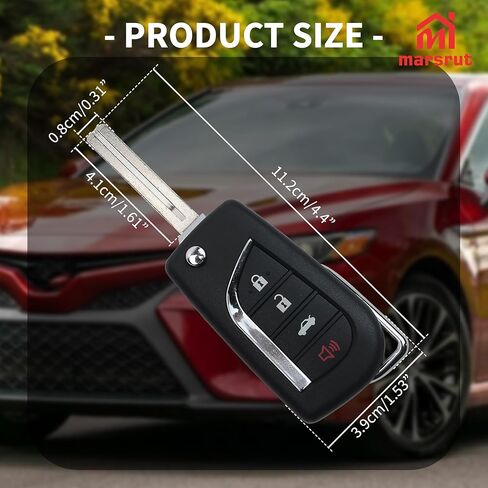Flip Key Fob Replacement for Toyota Camry 2018-2023 and for Toyota Corolla 2020-2021 Car, FCC ID: HYQ12BFB, Replaces P/N: 89070-06790, 4-Button Keyless Entry Control Remote, H Chip in Saudi Arabia