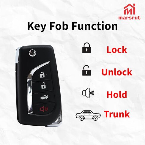 Flip Key Fob Replacement for Toyota Camry 2018-2023 and for Toyota Corolla 2020-2021 Car, FCC ID: HYQ12BFB, Replaces P/N: 89070-06790, 4-Button Keyless Entry Control Remote, H Chip in Saudi Arabia
