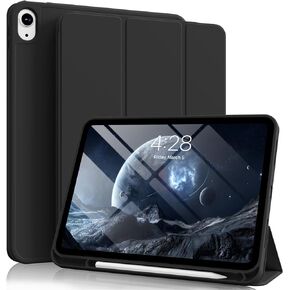 حافظة لجهاز iPad (A16) الجيل الحادي عشر مقاس 11/10.9 بوصة مع حامل أقلام 2025/2022، غطاء حماية رفيع ثلاثي الطي، غطاء هجين مع ظهر ناعم من مادة TPU، أسود in Kuwait