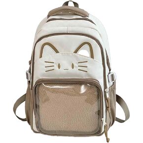 Kawaii Cat Ita Bag Backpack with Pin Badge Display Stylish Travel Bag for Women, Lightweight Design for Fashion Lovers (Brown) in Saudi Arabia
