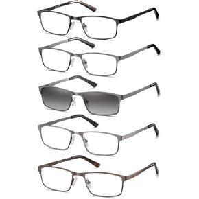 EYECEDAR 3-Pack Reading Glasses for Men Blue Light Blocking Half Frame Rectangular Style Metal Spring Hinges with Three Fine Pouch Eyeglasses Readers 2.00 in Saudi Arabia