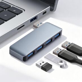 Right 4-Port USB 3.0 Hub, Aluminum High-Speed Data Splitter, 5Gbps Transfer Rate, USB A Expander Portable USB Adapter,Compatible with Windows/Vista/XP and Mac OS X, Linux, and Chrome OS in Kuwait