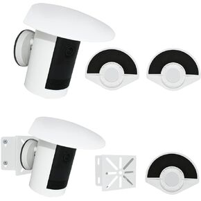 حامل زاوية جدار الكاميرا وغطاء المطر متوافق مع Ring Outdoor Cam Plus، دعامة تثبيت زاوية من الفولاذ المقاوم للصدأ ودرع مطر من الشمس لكاميرا الأمان الخارجية، تحقيق رؤية أوسع بمقدار 270 درجة، أبيض in Kuwait