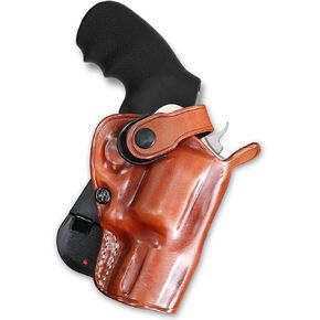 حافظة مسدس Masc Premium Leather Paddle OWB مع حزام الاحتفاظ يناسب Python 357 Magnum 3 "BBL، رسم اليد اليمنى، اللون البني #1303# in Kuwait