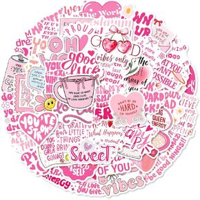 50 قطعة من الملصقات الملهمة الإيجابية، ملصقات كلمات تحفيزية وردية للأطفال والمراهقين والبالغين، شارات فينيل مقاومة للماء لأجهزة الكمبيوتر المحمول وزجاجات المياه ومجلة سجل القصاصات (وردي) in Kuwait