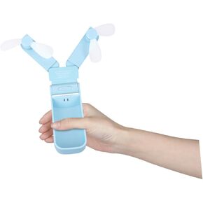TEHAUX Double-headed USB Mini Folding Fan Portable Rechargeable Air Cooling Fan for Travel Outdoor Desk Use Small Handheld Sky Blue USB Desk in Saudi Arabia