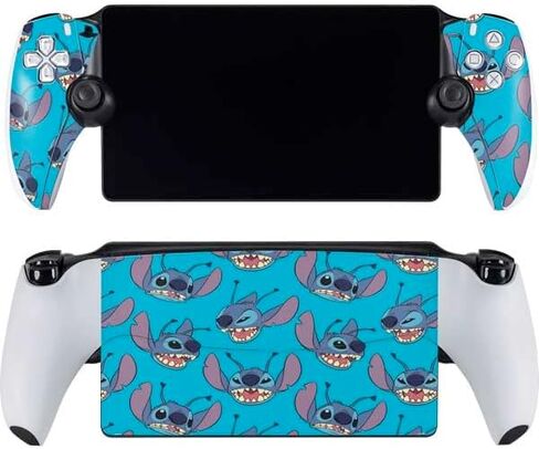 ملصق Skinit المخصص للألعاب متوافق مع PlayStation Portal Remote Player - تصميم نمط تعبير الوجه المرخص رسميًا من Disney Lilo and Stitch in Kuwait