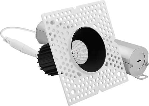 مصباح كشاف LED LUXRITE مقاس 1 بوصة بدون حواف مع استبدال حواف عاكس أسود 10 وات، 850LM، 2700K-5000K، زاوية شعاع 60 درجة، قابلة للتعتيم، قفل بالضغط، CRI90، مصنف رطب وIC، ETL أبيض + أسود (4 عبوات) in Saudi Arabia
