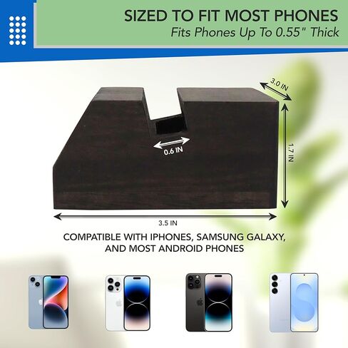 Wooden Phone Stand– Cellphone Stand for Desk, Bedside or Nightstand– Minimalist Phone Amplifier Suits Android or iPhone Under 0.55" Thick- Cute & Portable Cellphone Holder (Rustic Gray) in Saudi Arabia