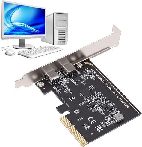بطاقة توسيع Zunate PCIe إلى بطاقة توسيع من النوع C بسرعة 10 جيجابت في الثانية، شريحة ASM1142، محول USB C بمنفذين للكمبيوتر المكتبي، بطاقة توسيع من النوع للكمبيوتر المكتبي، التوصيل والتشغيل in Kuwait