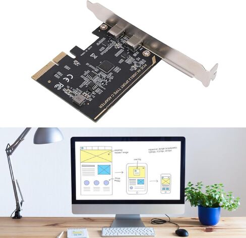 بطاقة توسيع Zunate PCIe إلى بطاقة توسيع من النوع C بسرعة 10 جيجابت في الثانية، شريحة ASM1142، محول USB C بمنفذين للكمبيوتر المكتبي، بطاقة توسيع من النوع للكمبيوتر المكتبي، التوصيل والتشغيل in Kuwait
